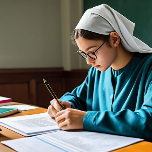 Home 21 **
"A student, fully clothed in modest attire, studying diligently with past papers spread across the desk, appropriate content, safe for work, perfect anatomy, natural pose, in a brightly lit study room, professional, high quality."
**