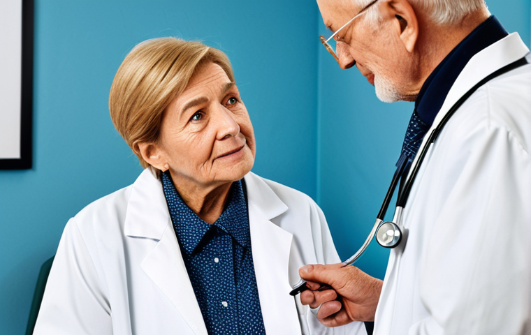 **

"A fully clothed female doctor, wearing a modest white coat and stethoscope, consulting with a fully clothed elderly patient in a bright, modern clinic.  Appropriate attire, professional setting, safe for work, perfect anatomy, correct proportions, well-formed hands, proper finger count, natural body proportions, professional photography, high quality."

**