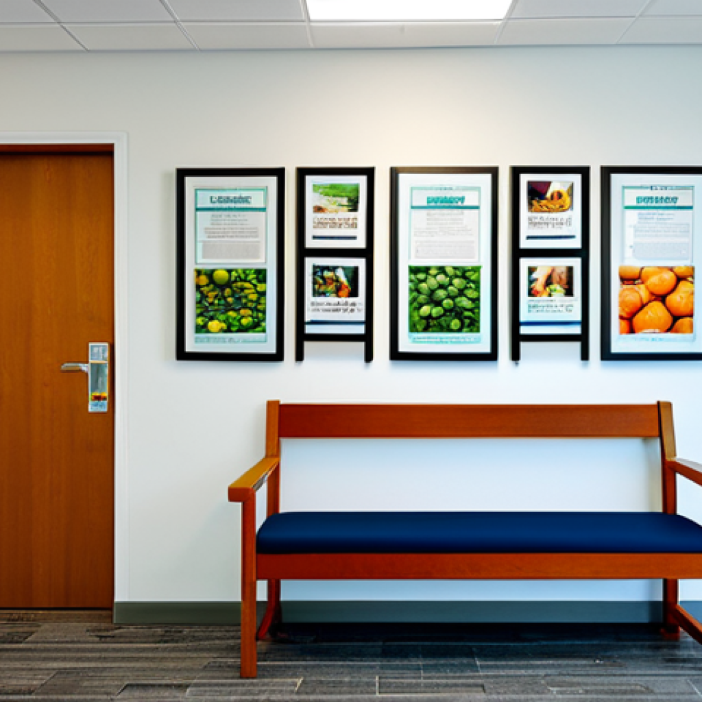 영양사 실무 환경 구축하기 - **Warm & Inviting Reception:** "A bright, welcoming nutritionist's office reception area, comfortabl...