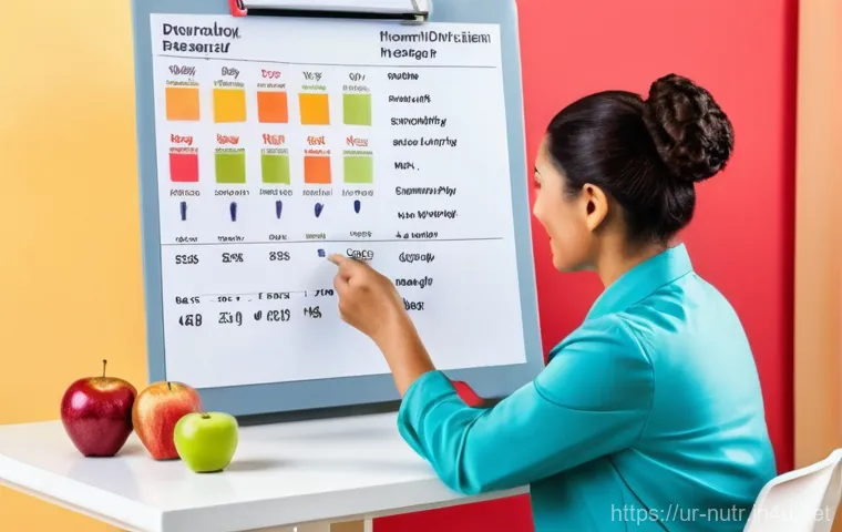 영양사 실기시험 채점 기준 - **Prompt 1: Professional Dietitian Consultation**
    "A professional female dietitian, dressed in a...