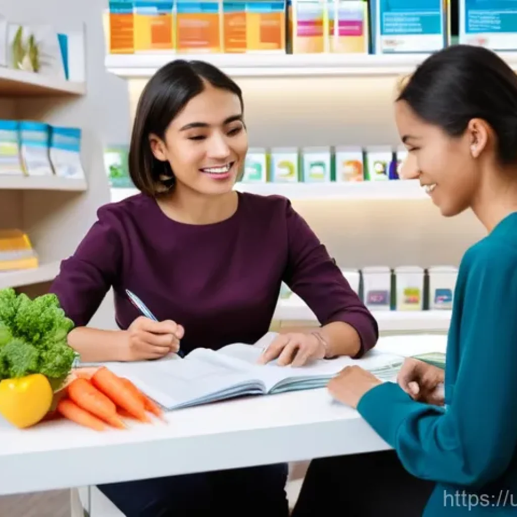 영양사 실무 관련 도서 추천 - **Prompt:** A professional and compassionate female nutritionist, dressed in a modest tunic and trou...