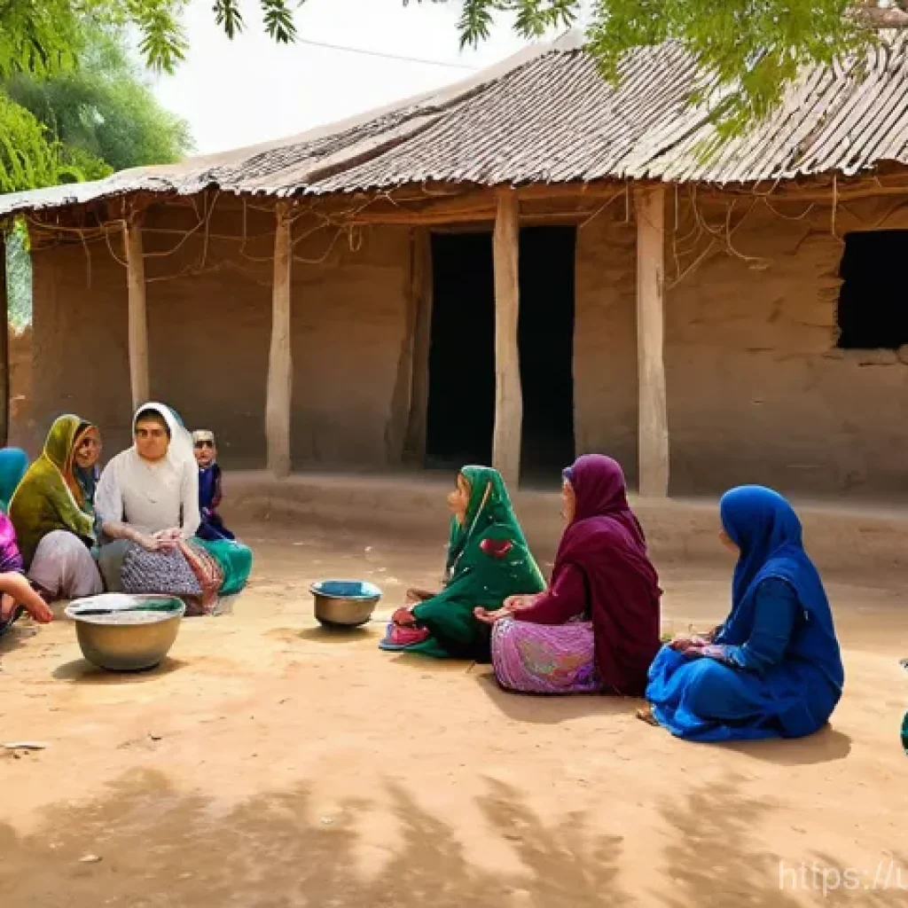 영양사로서 리더십 발휘하기 - **Prompt:** "A warm and inviting scene in a rural Pakistani village. A compassionate female nutritio...